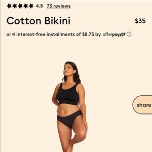 Thinx Period Organic Cotton Bikini | 2XL | Black